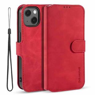 For iPhone 13 DG.MING Retro Oil Side Horizontal Flip Leather Case with Holder & Card Slots & Wallet(Red)