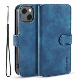For iPhone 13 DG.MING Retro Oil Side Horizontal Flip Leather Case with Holder & Card Slots & Wallet(Blue)