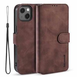 For iPhone 13 DG.MING Retro Oil Side Horizontal Flip Leather Case with Holder & Card Slots & Wallet(Coffee)
