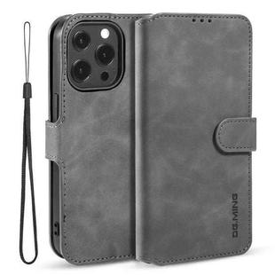 For iPhone 13 Pro Max DG.MING Retro Oil Side Horizontal Flip Leather Case with Holder & Card Slots & Wallet (Grey)