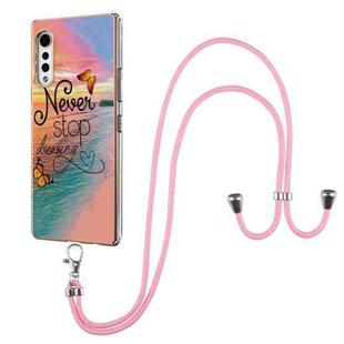 For LG Velvet 4G / Velvet 5G / G9 Electroplating Pattern IMD TPU Shockproof Case with Neck Lanyard(Dream Chasing Butterfly)