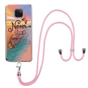 For Motorola Moto G Power 2021 Electroplating Pattern IMD TPU Shockproof Case with Neck Lanyard(Dream Chasing Butterfly)