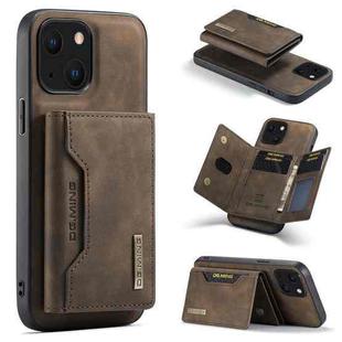 For iPhone 13 DG.MING M2 Series 3-Fold Card Bag Shockproof Case with Wallet & Holder Function(Coffee)