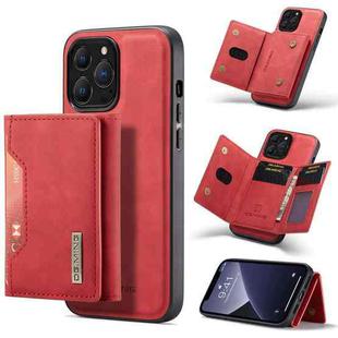 For iPhone 13 Pro Max DG.MING M2 Series 3-Fold Card Bag Shockproof Case with Wallet & Holder Function (Red)