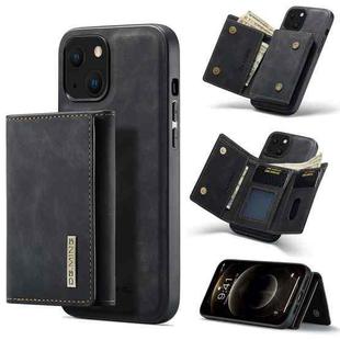 For iPhone 13 DG.MING M1 Series 3-Fold Multi Card Wallet Shockproof Case with Holder Function (Black)