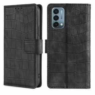 Skin Feel Crocodile Texture Magnetic Clasp Horizontal Flip PU Leather Case with Holder & Card Slots & Wallet For OnePlus Nord N200 5G(Black)