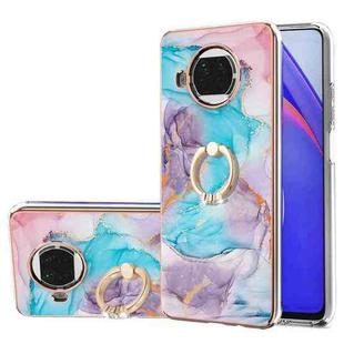 For Xiaomi Mi 10T Lite 5G Electroplating Pattern IMD TPU Shockproof Case with Rhinestone Ring Holder(Milky Way Blue Marble)