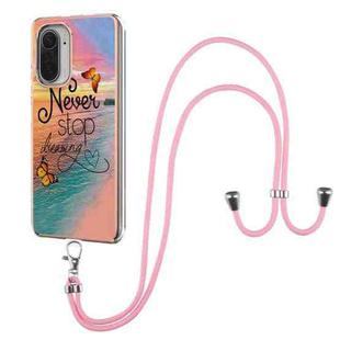 For Xiaomi Mi 11i / Poco F3 Electroplating Pattern IMD TPU Shockproof Case with Neck Lanyard(Dream Chasing Butterfly)