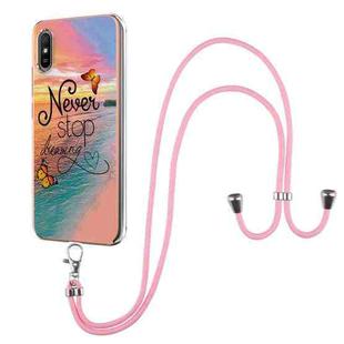 For Xiaomi Redmi 9A Electroplating Pattern IMD TPU Shockproof Case with Neck Lanyard(Dream Chasing Butterfly)