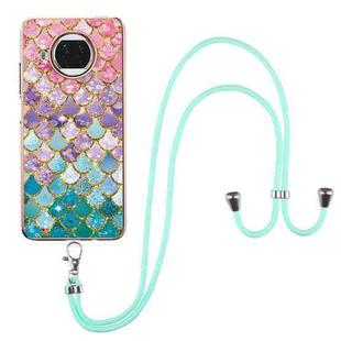 For Xiaomi Mi 10T Lite 5G Electroplating Pattern IMD TPU Shockproof Case with Neck Lanyard(Colorful Scales)