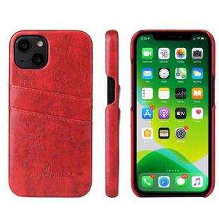 For iPhone 13 Fierre Shann Retro Oil Wax Texture PU Leather Case with Card Slots(Red)