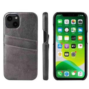 For iPhone 13 Pro Max Fierre Shann Retro Oil Wax Texture PU Leather Case with Card Slots (Grey)