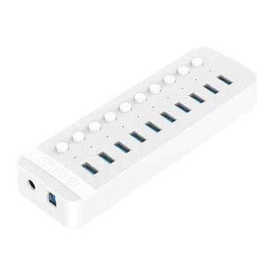 ORICO CT2U3-10AB-WH 10 In 1 Plastic Stripes Multi-Port USB HUB with Individual Switches, US Plug(White)