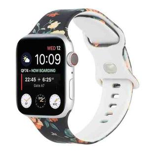 8-buckle Printed Strap Watch Band For Apple Watch Ultra 49mm / Series 8&7 45mm / SE 2&6&SE&5&4 44mm / 3&2&1 42mm(Black Background Rose)