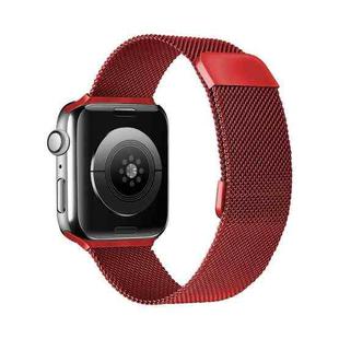 Double Section Milanese Magnetic Elasticity Strap Watch Band For Apple Watch Ultra 49mm / Series 8&7 45mm / SE 2&6&SE&5&4 44mm / 3&2&1 42mm(Wine Red)