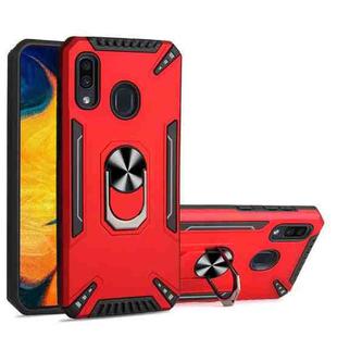 For Samsung Galaxy A30 PC + TPU Protective Case with 360 Degrees Rotatable Ring Holder(Red)