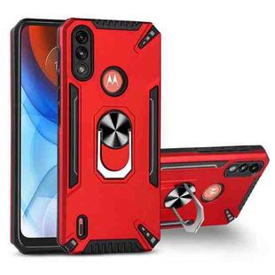For Motorola Moto E7 Power PC + TPU Protective Case with 360 Degrees Rotatable Ring Holder(Red)