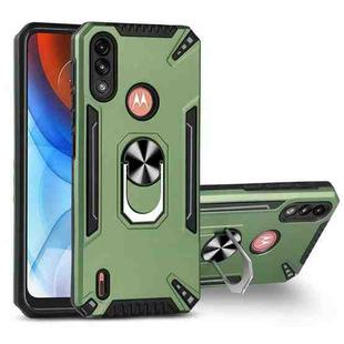 For Motorola Moto E7 Power PC + TPU Protective Case with 360 Degrees Rotatable Ring Holder(Dark Green)