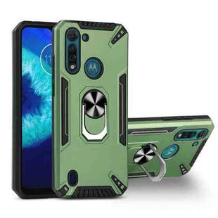 For Motorola Moto G8 Power Lite PC + TPU Protective Case with 360 Degrees Rotatable Ring Holder(Dark Green)