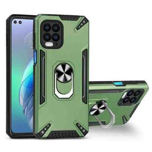 For Motorola Moto G100 PC + TPU Protective Case with 360 Degrees Rotatable Ring Holder(Dark Green)