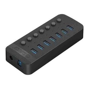 ORICO CT2U3-7AB-BK 7 In 1 Plastic Stripes Multi-Port USB HUB with Individual Switches, EU Plug(Black)