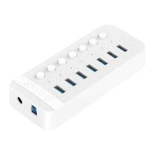 ORICO CT2U3-7AB-WH 7 In 1 Plastic Stripes Multi-Port USB HUB with Individual Switches, EU Plug(White)