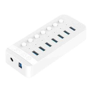 ORICO CT2U3-7AB-WH 7 In 1 Plastic Stripes Multi-Port USB HUB with Individual Switches, AU Plug(White)