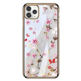 For iPhone 11 Pro SULADA Flower Pattern Plating Diamond PC Protective Case(Gold)