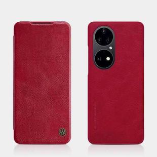 For Huawei P50 Pro NILLKIN QIN Series Crazy Horse Texture Horizontal Flip Leather Case with Card Slot(Red)