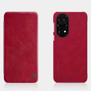 For Huawei P50 NILLKIN QIN Series Crazy Horse Texture Horizontal Flip Leather Case with Card Slot(Red)