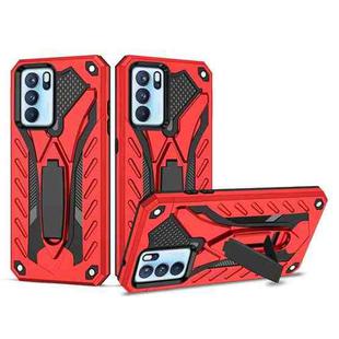 For OPPO Reno6 Pro 5G Shockproof TPU + PC Protective Case with Holder(Red)