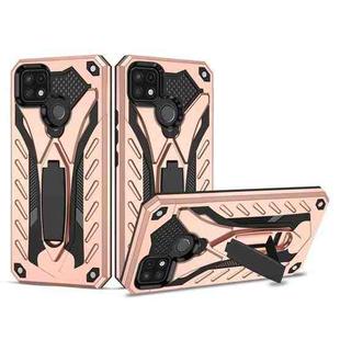 For OPPO Realme C21Y Shockproof TPU + PC Protective Case with Holder(Rose Gold)