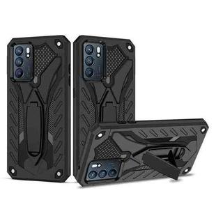 For OPPO Reno6 5G Shockproof TPU + PC Protective Case with Holder(Black)