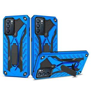 For OPPO Reno6 5G Shockproof TPU + PC Protective Case with Holder(Blue)