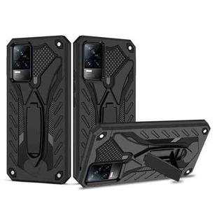 For vivo V21e 5G / 4G Shockproof TPU + PC Protective Case with Holder(Black)