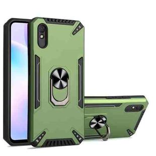 For Xiaomi Redmi 9A PC + TPU Protective Case with 360 Degrees Rotatable Ring Holder(Dark Green)