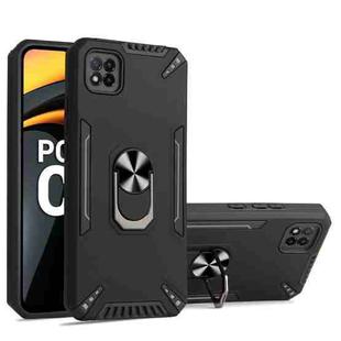 For Xiaomi Poco C3 PC + TPU Protective Case with 360 Degrees Rotatable Ring Holder(Black)