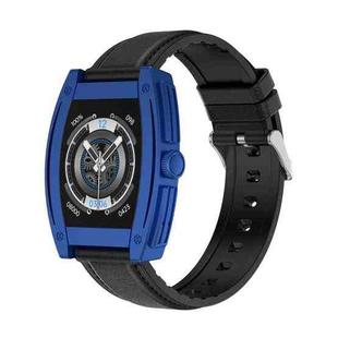 N72 1.57 inch TFT Square Screen Bluetooth 5.2 IP67 Waterproof Smart Watch, Support Sleep Monitor / Voice Call / Heart Rate Monitor / Blood Pressure Monitoring, Style: Leather Strap(Black Blue)