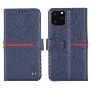 For iPhone 11 Pro GEBEI Top-grain Leather Horizontal Flip Protective Case with Holder & Card Slots & Wallet & Photo Frame(Blue)