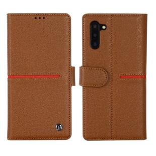 For Galaxy Note 10 GEBEI Top-grain Leather Horizontal Flip Protective Case with Holder & Card Slots & Wallet & Photo Frame(Brown)