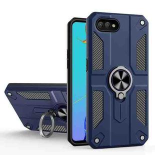 Carbon Fiber Pattern PC + TPU Protective Case with Ring Holder For OPPO A1k / Realme C2(Sapphire Blue)