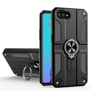 Carbon Fiber Pattern PC + TPU Protective Case with Ring Holder For OPPO A1k / Realme C2(Black)