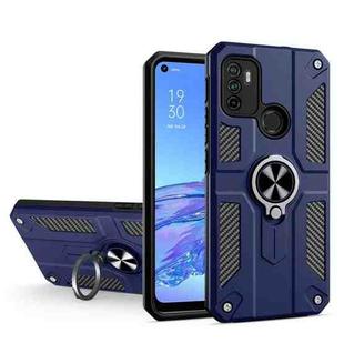 Carbon Fiber Pattern PC + TPU Protective Case with Ring Holder For OPPO A53(Sapphire Blue)
