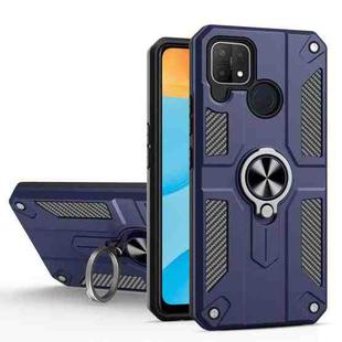 Carbon Fiber Pattern PC + TPU Protective Case with Ring Holder For OPPO Realme C12 / C15(Sapphire Blue)