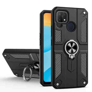 Carbon Fiber Pattern PC + TPU Protective Case with Ring Holder For OPPO Realme C12 / C15(Black)