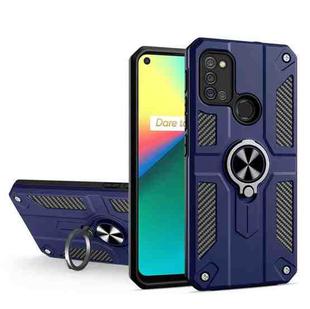 Carbon Fiber Pattern PC + TPU Protective Case with Ring Holder For OPPO Realme 7i / C17(Sapphire Blue)