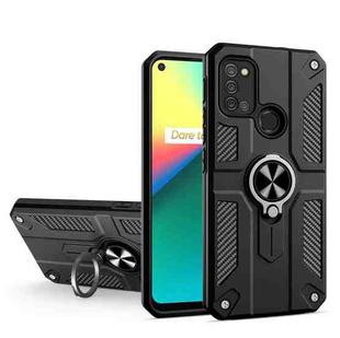 Carbon Fiber Pattern PC + TPU Protective Case with Ring Holder For OPPO Realme 7i / C17(Black)