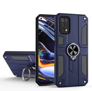 Carbon Fiber Pattern PC + TPU Protective Case with Ring Holder For OPPO Realme 7 Pro(Sapphire Blue)