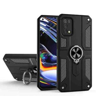 Carbon Fiber Pattern PC + TPU Protective Case with Ring Holder For OPPO Realme 7 Pro(Black)