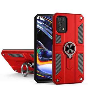 Carbon Fiber Pattern PC + TPU Protective Case with Ring Holder For OPPO Realme 7 Pro(Red)